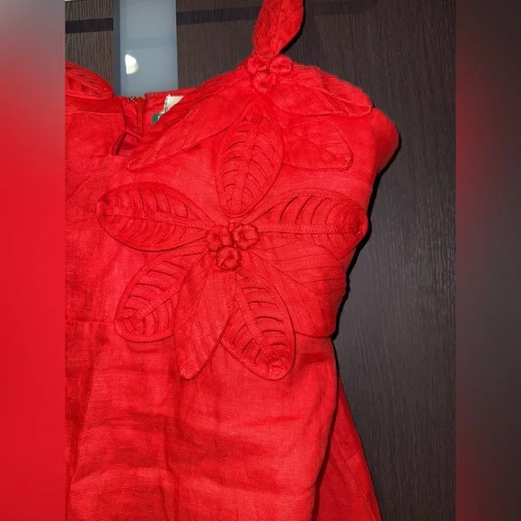 NWT FARMRIO Red 3d Flower Bodice Mini Dress Size XL. - Picture 7 of 9